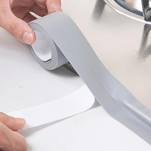 1 Roll PVC Mildew Proof Tape Line Corner Seams Moisture Protection Kitchen Waterproof Tape Collision Rubber Strip Wall Stickers