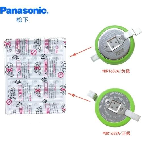20pcs/lot Panasonic BR1632A/FAN 3V Battery with SMD Foot Button Wide Temperature BR1632A Batteries 125 Degree BR1632A