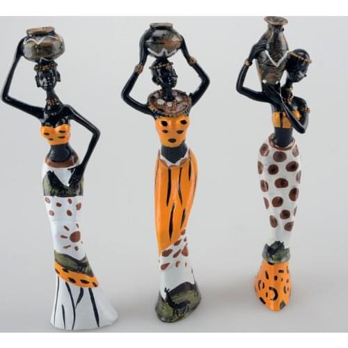 3pcs/lot 6*5*20cm African Woman People Ornaments Home Decoration Accessories Craft Statue Home Decore