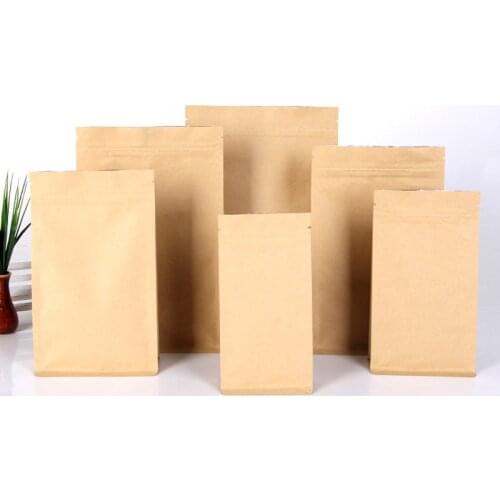 50pcs Tea coffee kraft paper bag self-supporting ziplock bag food sealed pocket inside aluminum foil bag