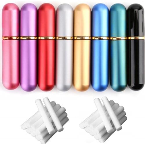 Free shipping 7sets/lot aluminum nasal inhalers with colors, nasal inhaler for perfume with 48pcs high quality cotton wicks