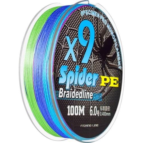 100M Colorful PE Braided Fishing Line 9 Strands MultiColor Multifilament Saltwater PE Line Japanese Raw Silk Weaves Wire 9-60KG