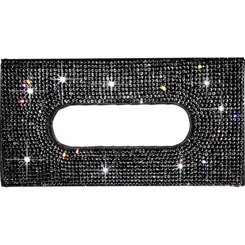 Car Visor Tissue Holder Mask Holder Tissue Box PU Leather Crystals Seatback Tissue Case for Women