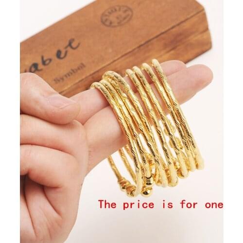 Bangrui Wholesale Fixed size Gold Dubai bangles22k Gold Color Ethiopian bangle bracelet African Women jewelry