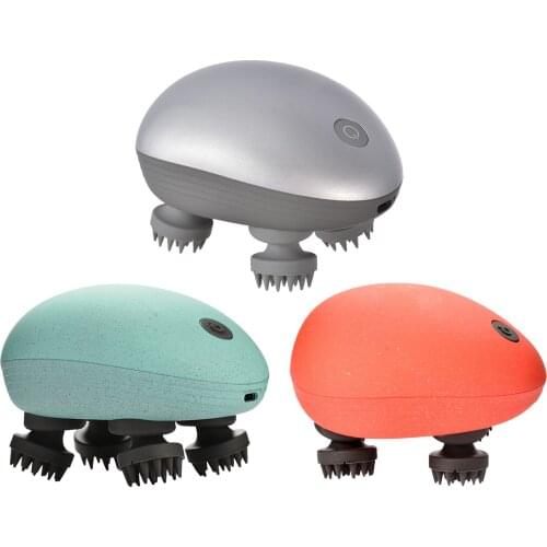 Wireless USB Silicone Hair Scalp Massager Body Kneading Massage Stress Relax Muscles Roller Massager Brush Stress Relief