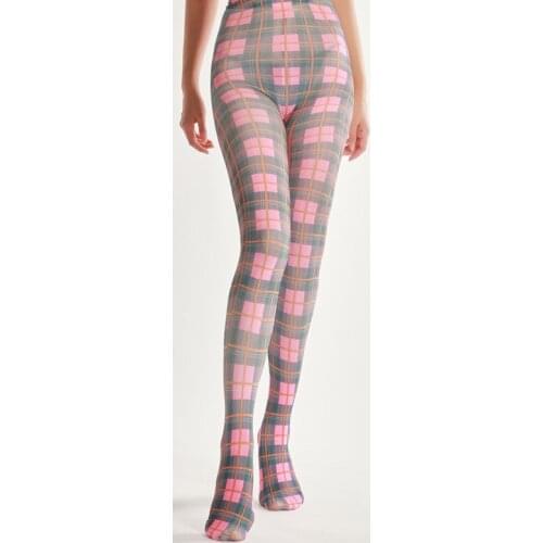 Stockings Sale Contrasting Color British Plaid Pantyhose All-match 2020 New 140d Spring And Autumn Personality Printing Women