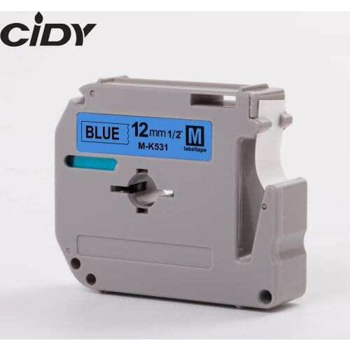 CIDY Compatible brother M-K531 MK531 MK 531 MK-531 black on blue 12mm laminated strong adhesive label tapes for PT-80 PT-70