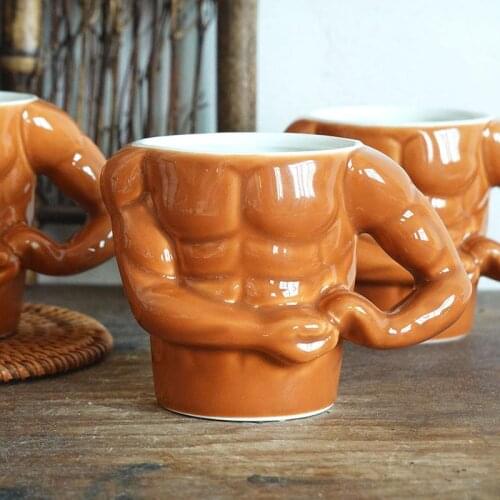Deardali Creativity Cute Mens Water Coffee Cup Muscle Ceramic Mug Personality Fashion Cartoon