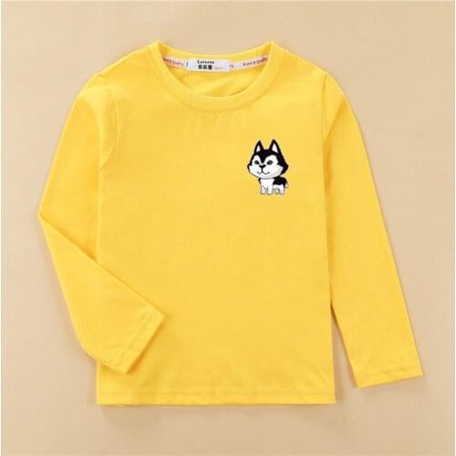 Husky Kids Autumn Clothes Long Sleeve Print Tops Boys Cartoon Fashion T Shirt Home Cotton Tees Kids Spring Clothing 3-14T