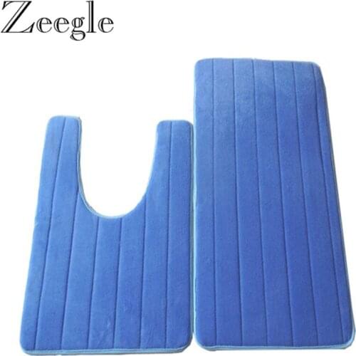 Bathroom Carpet Toilet Rug Coral Velvet Non-Slip U-Shape Mat Toilet Shower Room Closestool Floor Rug Bath Mats washroom Carpet