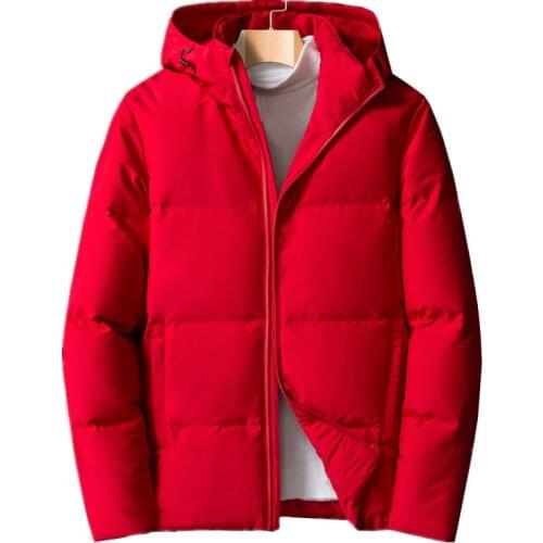 Red Men Winter Hooded Coat Large Size White Duck Down Long Sleeve Jacket High Quality Fashion Overcoat 7XL 8XL Male Outerwear