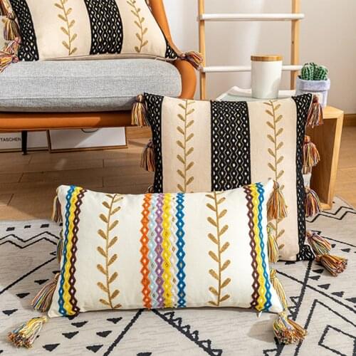 Morocco Cushion Cover 45x45/30x50cm Boho Style Embroidered Cotton Pillow Cover Decorative For Living Room Sofa Chair Home Decor