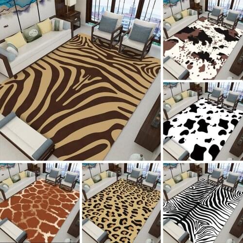 Fashion Animal Leopard Zebra Cow Deer Pattern Carpet Soft Carpets Rug Anti-slip Floor Mats Water Absorption Rugs Room Rug & Home