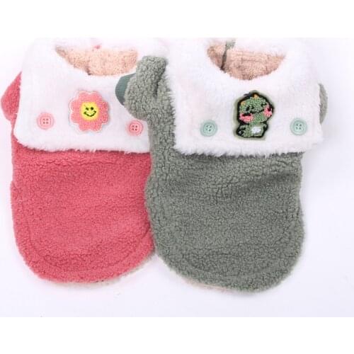 New Fleece Dog Cat Hoodie Coat Big Collar&Cartoon Design Pet Puppy Jacket Winter Clothes Apperal 5 Sizes 4 Colours