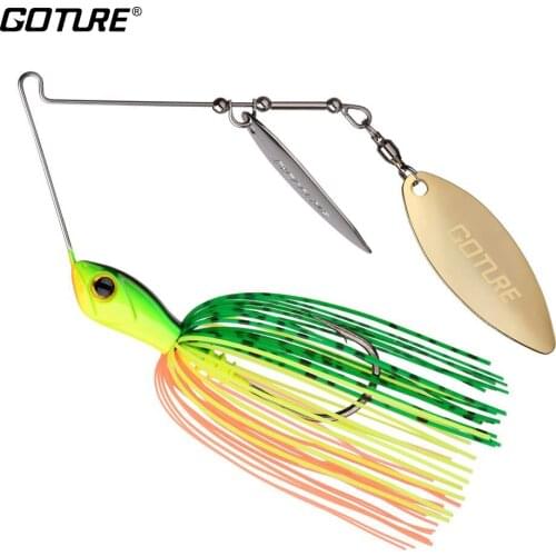 Goture New Spinnerbait Fishing Lure Metal Spoon Bass Buzzbait with 360 Degree Rotating Double Willow Sequins Jigging Lure Pesca