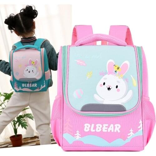 2021 New Childrens Cartoon Backpack Kindergarten Student School Bag Cartoon Rabbit Kids School Backpacks For Girls Boys Bookbag
