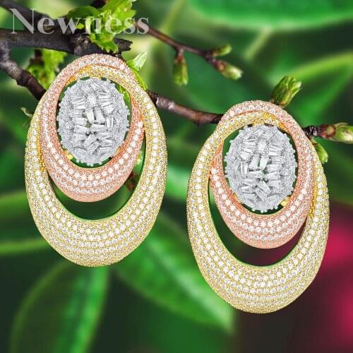 Newness Luxury Circle Geometry Fashion Luxury Super AAA Cubic Zirconia Women Engagement Bridal Earring Jewelry Bohemia Hot