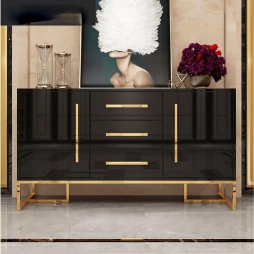 Dining cabinet post modern tea cabinet stainless steel gilded modern simple