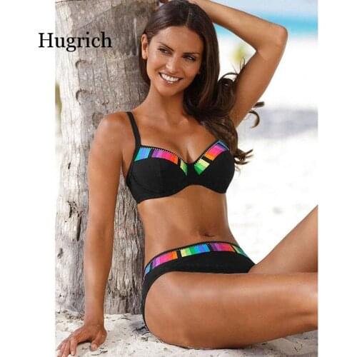 Sexy 2021 Black Bikini Set Swimwear Women Print Swimsuit Push Up Polka Dots Plus Size Bathing Suit Beachwear Biquini 3XL