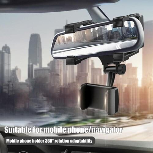 PY-HSJ01 Car Bracket Universal 180 Degrees Rotation ABS Vehicle Rearview Mirror Mount for Cellphone Car Accessories