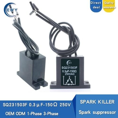 SPARK KILLER SQ231503F 3-phase spark quencher 0.3uF 150R250V Spark suppressor absorption of back electromotive surge voltag EWY