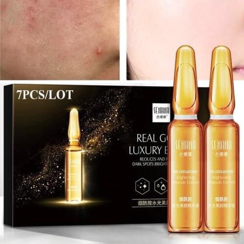 7Pcs Face Serum Nourish Moisturizing Shrink Pores Fade Wrinkles Brighten Anti-Aging Oil-Control Sodium Hyaluronate Skin Care 2ml