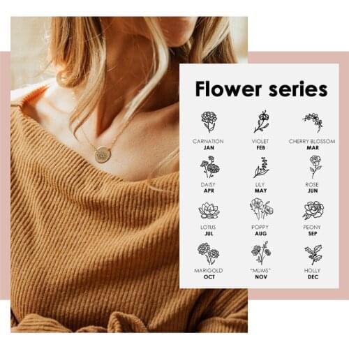 Visunion Classic Design Necklace Stainless Steel Gold Color Necklace Minimalist Flower Rose Daisy Pattern Necklace New