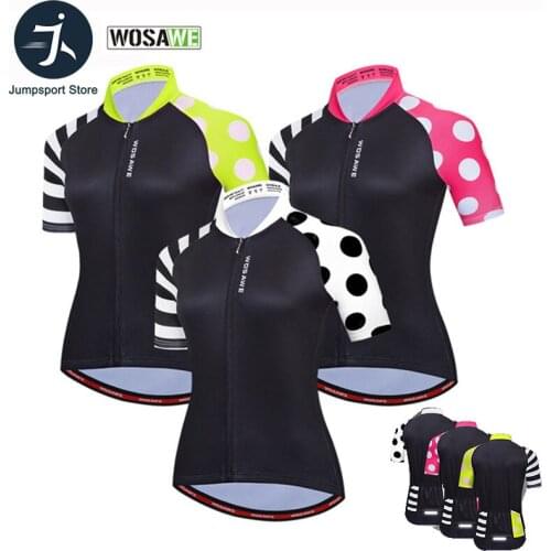 WOSAWE Wave point Cycling Jersey Quick Dry Short Sleeve Bike Mallot Ciclismo Hombre Verano Short Sleeve Cycle Wear Clothing