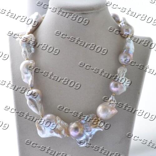 Z11276 Only Huge 18" 40mm Natural Color Baroque Reborn Keshi Pearl Necklace Women Fine Jewelry