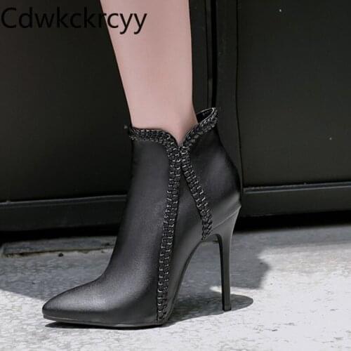 Winter The New British style fashion Pointed High heel 10CM Women boots black Sexy Plus velvet Keep warm High heel Women boots