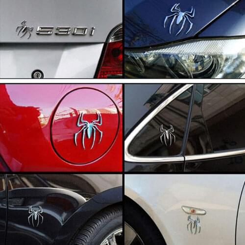 2PC Car 3D Logo Metal Spider Shape Car Stickers Chrome Badge Auto Emblem Self Adhesive Decal Sticker Car Styling Accessories