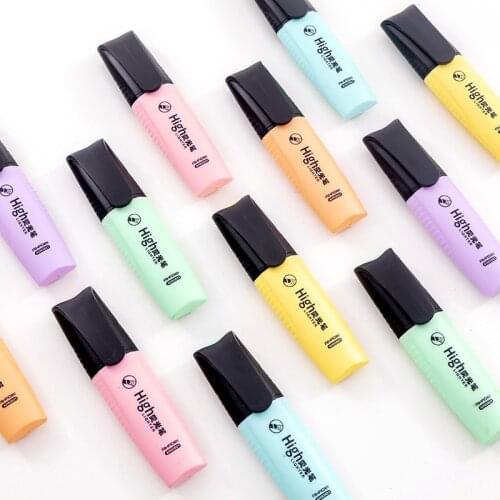 1pcs Macaroon Highlighter Cute Inclined Head Fluorescent Pen Kids Graffiti Marker Pen Bullet Joural Stationery Supplies