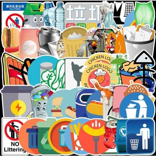10/54pcs Waterproof Cartoon Garbage classification Stickers Skateboard Suitcase Guitar Luggage Laptop Stickers Kid Classic Toy