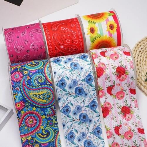 10 Yards 3inch 75mm Cartoon Printing Grosgrain Ribbon For Hair Bows DIY Crafts Handmade Accessories 55065