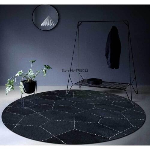 150cm Modern Minimalist Geometric Dark Blue Black Living Room Bedroom Hanging Basket Chair Round Floor Mat Carpet Customization