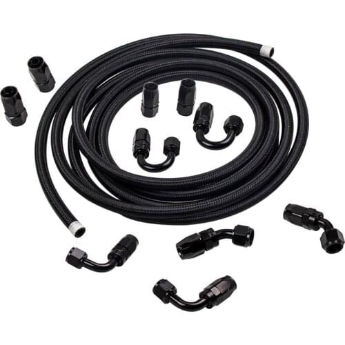 16 Feet 5 Meter AN8 8AN Steel Nylon Braided Oil Fuel Line Hose End Kit