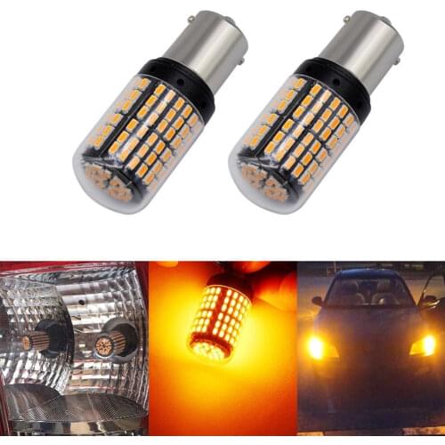 2X 1156 BA15S P215W Car 144Led Tail Bulb Brake Lamp Auto Reverse Lamps Drl Daytime Running Light White Yellow DC 12V 24V Outdoor