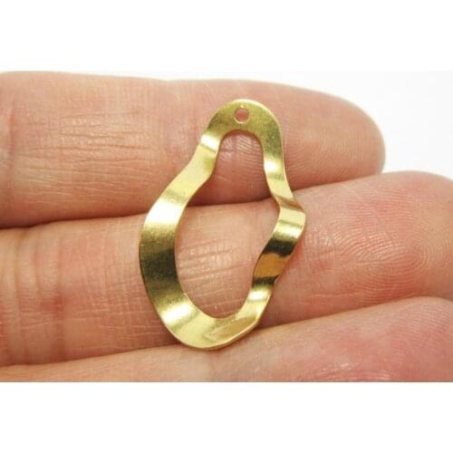 Brass charms 26x14mm Wavy teardrop Raw brass pendant-30pcs R788