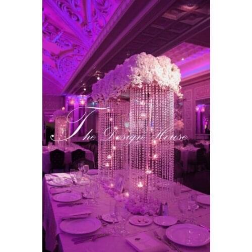 Free Shipping 100cm(H) wedding crystal pillar crystal chandelier wedding flower stand with candle holder Party decoration
