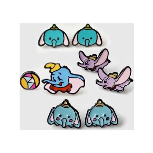 Disney Dumbo Elephant Fashion Anime Action Figures Cartoon Products Accessories Stud Earrings Girls Unisex Birthday Gifts
