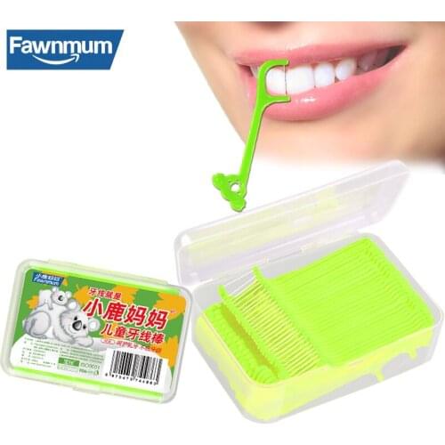 Fawnmum40 Pcs Childrens dental floss stick Dental Cleaning for Dental Floss Oral Hygiene Plastic Toothpicks With Thread Picks