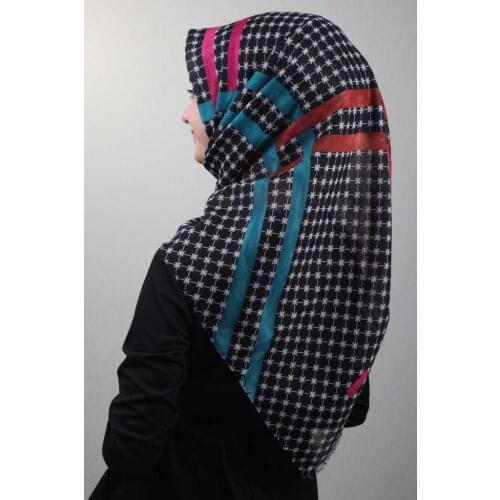 FOMARA SHİNE PATTERNED SILVERY LINEN SCARF-DESEN-03-RENK-09