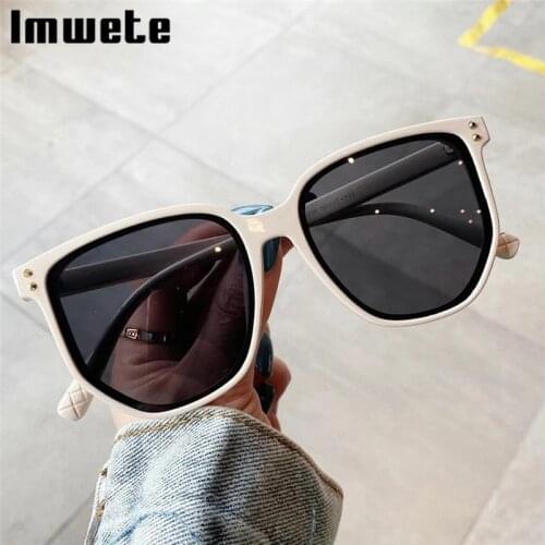 Imwete 2021 Trends Polygon Sunglasses Women Vintage Oversized Sun Glasses Men Classic Green Eyewear Big Frame Shades Mirror UV