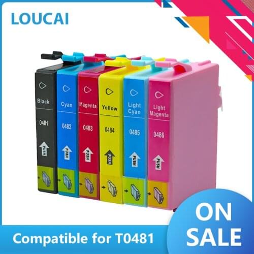 T0481 6pcs compatible ink cartridge T0481 For Epson Stylus Photo R200 R220 R300 R300M R320 R340 RX500 RX600 RX620 RX640 Printer