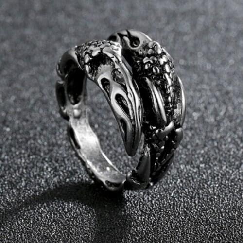 Retro Punk Dragon Claw Ring for Men Women Exaggerated Antique Sivery Color New Gothic Opening Rings Anillo Hombre Bijoux