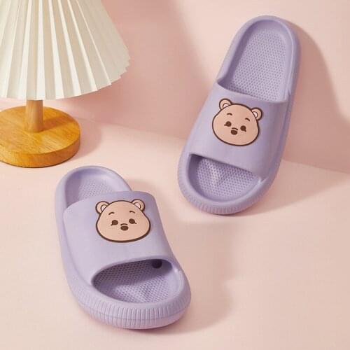 2021 Summer New Slippers Bear Cute Cartoon Girl Heart Home Bathing Non-slip Slippers Outdoor Breathable Beach Shoes