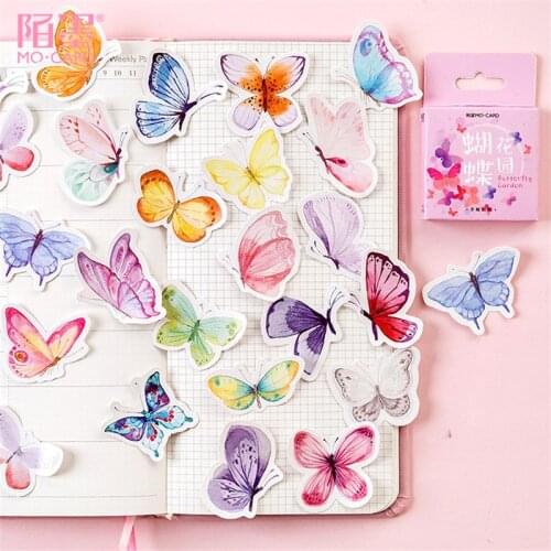 45pcs/box Cute Butterfly Label Stickers Set Decorative Stationery Craft Stickers Scrapbooking Diy Diary Album Stick Label