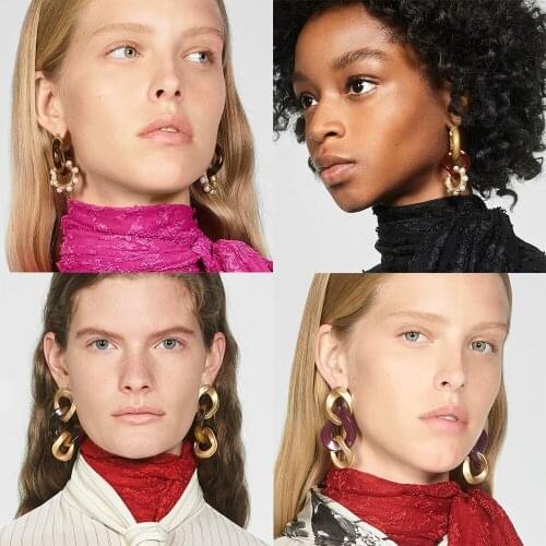 JURAN 2019 New Boho Resin ZA Earrings Dangle Fashion Simulated Pearl Jewelry Wedding Layer Gold Drop Earrings Statement Gift