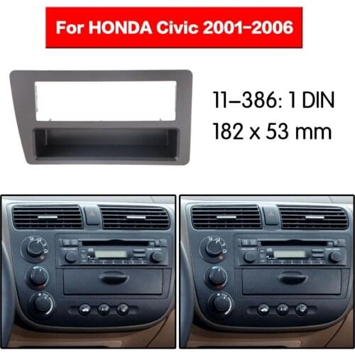 One Din Radio Fascia for HONDA Civic 2001-2006 w/pocket (Left Wheel) DVD Stereo Panel Dash Mount 11-386