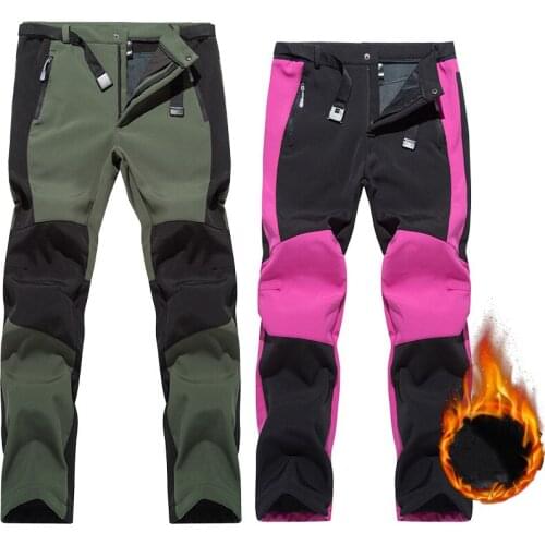 Hiking Pants Men Women Winter Thermal Fleece Softshell Pants Outdoor Sports Fish Camp Climb Travel Waterproof Trekking Trousers